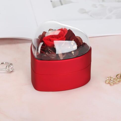 LETURE الإبداعية على شكل قلب قلادة قلادة هدية مربع مع زهرة، حالة عرض المجوهرات الصغيرة لاقتراح الخطوبة الزفاف عيد الحب (أسود) in Kuwait