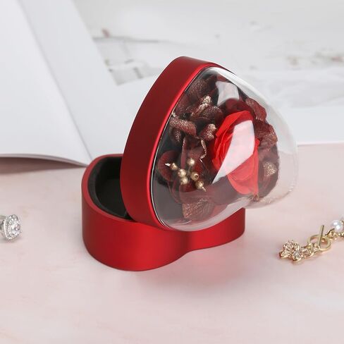 LETURE الإبداعية على شكل قلب قلادة قلادة هدية مربع مع زهرة، حالة عرض المجوهرات الصغيرة لاقتراح الخطوبة الزفاف عيد الحب (أسود) in Kuwait