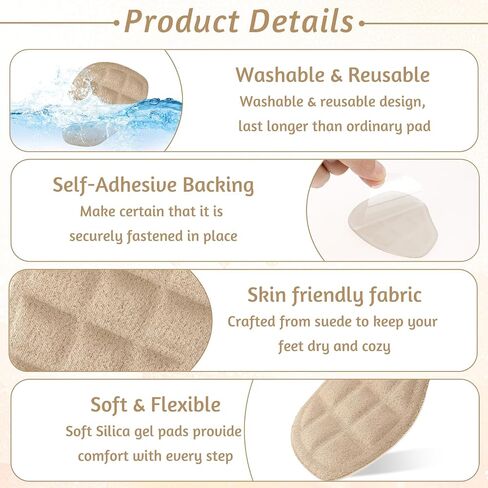 6 Pairs High Heel Comfort Pads, Non Slip Pads for Heels Thickened Heel Inserts for Women Self-Adhesive Foot Pads Reusable Metatarsal Pads Relief Foot Pain and Bunion Forefoot Support in Saudi Arabia