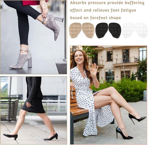 6 Pairs High Heel Comfort Pads, Non Slip Pads for Heels Thickened Heel Inserts for Women Self-Adhesive Foot Pads Reusable Metatarsal Pads Relief Foot Pain and Bunion Forefoot Support in Saudi Arabia