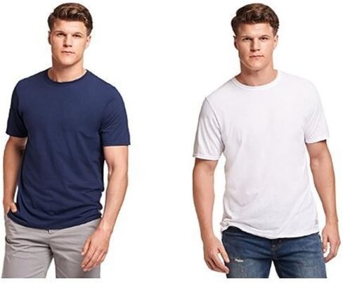 تي شيرت Russell Athletic رجالي من القطن بأكمام قصيرة، أزرق داكن/أبيض، 4XL in Kuwait