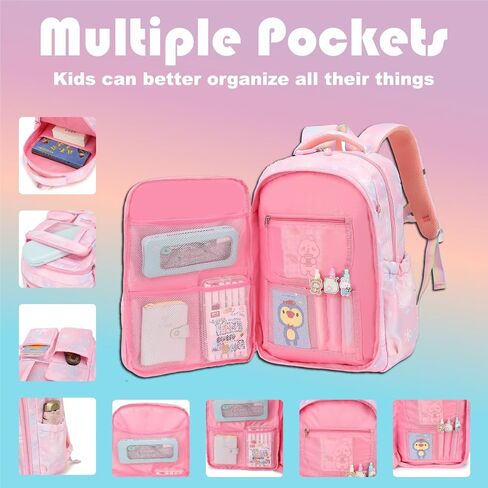 Girls Backpack for School Bookbag Kids Cute Waterpoof Backpack Elementary Students Book Bag Grades 1 to 4 (Diamond Pink) in Saudi Arabia