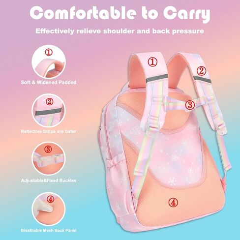 Girls Backpack for School Bookbag Kids Cute Waterpoof Backpack Elementary Students Book Bag Grades 1 to 4 (Diamond Pink) in Saudi Arabia