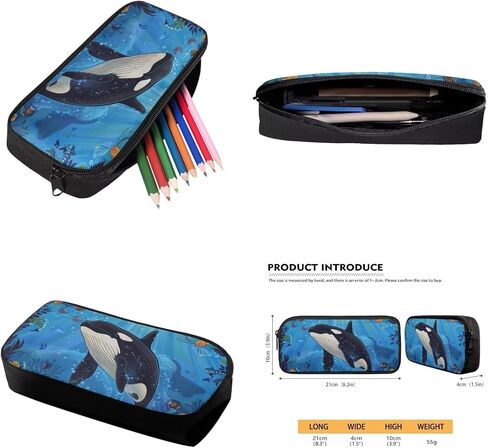 17 Inch Animal Print School Backpack And Lunch Box Set for Kids Lightweight Undersea Killer Whale Orca Backpack for Boys Girl School Bag with Insulated Lunchbox Pencil Case Student Bookbag in Saudi Arabia