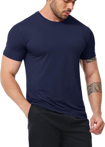 Mens Shirts 3 Pack Dry Fit Tech Moisture Wicking Performance Quick Dry Elastic Athletic Crew Short Sleeve T Shirts in Saudi Arabia