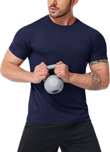 Mens Shirts 3 Pack Dry Fit Tech Moisture Wicking Performance Quick Dry Elastic Athletic Crew Short Sleeve T Shirts in Saudi Arabia