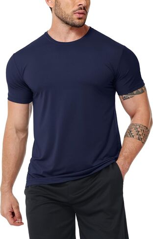 Mens Shirts 3 Pack Dry Fit Tech Moisture Wicking Performance Quick Dry Elastic Athletic Crew Short Sleeve T Shirts in Saudi Arabia