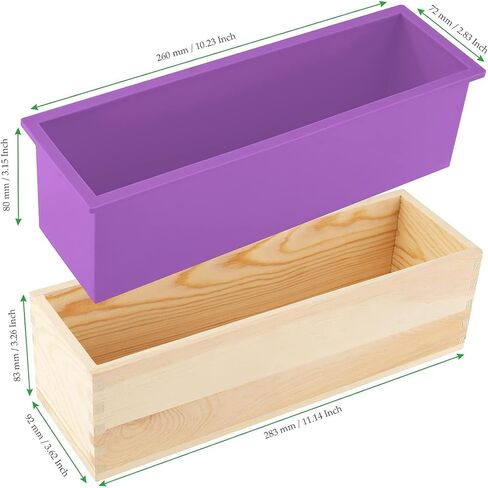 3PCS 47oz Silicone Soap Kit, Yellow Rectangular Silicone Loaf Soap Making with 3 Wooden Boxes and 3 Lids, DIY Supplies for Soap Making in Saudi Arabia