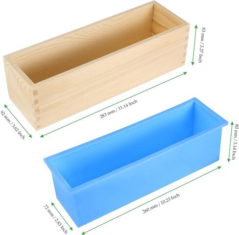 3PCS 47oz Silicone Soap Kit, Yellow Rectangular Silicone Loaf Soap Making with 3 Wooden Boxes and 3 Lids, DIY Supplies for Soap Making in Saudi Arabia