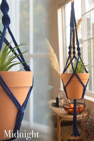 Macrame Kit, Makes 3 DIY Plant Hangers for Teens & Adult Beginners, Craft Supplies for Boho Art Project-3 Custom Color Macrame Cord, Wooden Rings & Instructions in Kuwait
