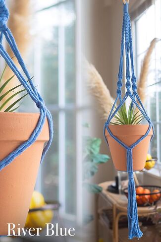 Macrame Kit, Makes 3 DIY Plant Hangers for Teens & Adult Beginners, Craft Supplies for Boho Art Project-3 Custom Color Macrame Cord, Wooden Rings & Instructions in Kuwait