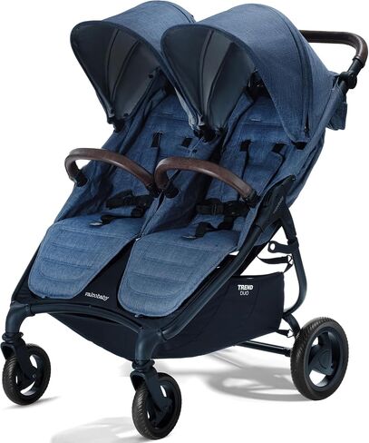 Valco Baby - Trend Duo Double - عربة أطفال مزدوجة جنبًا إلى جنب لحديثي الولادة والأطفال الصغار - سهلة الطي، قابلة للطي، متعددة الأوضاع، عربة أطفال مزدوجة بمظلة كبيرة 2025 (أسود ليلي) in Kuwait