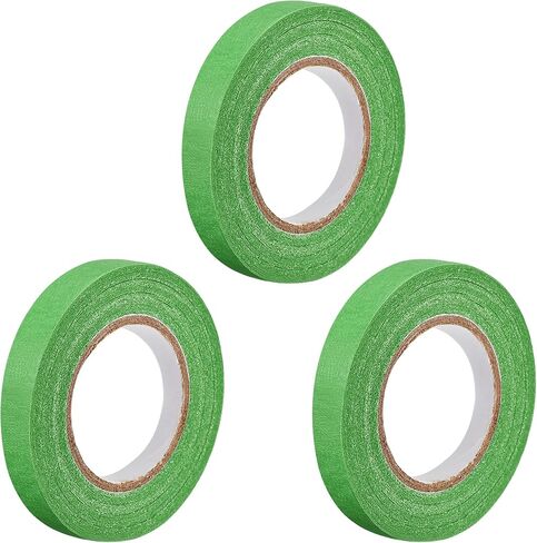 uxcell 3Pcs 12mm 0.48 inch Wide 20m 21 Yards Masking Tape Painters Tape Rolls Light Green in Saudi Arabia