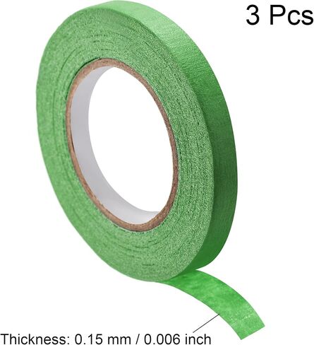 uxcell 3Pcs 12mm 0.48 inch Wide 20m 21 Yards Masking Tape Painters Tape Rolls Light Green in Saudi Arabia
