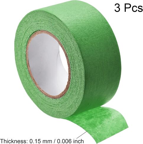 uxcell 3Pcs 12mm 0.48 inch Wide 20m 21 Yards Masking Tape Painters Tape Rolls Light Green in Saudi Arabia