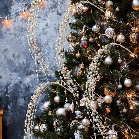 AVOIN 10 Pack Christmas Picks for Tree, Christmas Tree Decor with Artificial Glitter Berry Stem, Christmas Tree Filler Decorations, Champagne Christmas Decorations (17 Inch, Champagne) in Saudi Arabia