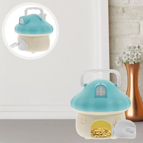 Mushroom Piggy Bank, Cartoon Mushroom House Piggy Bank, Cartoon Piggy Bank Mushroom House Coin Holder, Plastic Coin Bank Money Box for Easter Holiday Birthday Gift in Kuwait