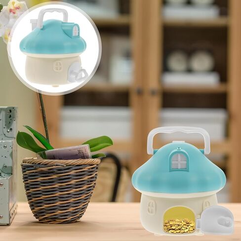 Mushroom Piggy Bank, Cartoon Mushroom House Piggy Bank, Cartoon Piggy Bank Mushroom House Coin Holder, Plastic Coin Bank Money Box for Easter Holiday Birthday Gift in Kuwait