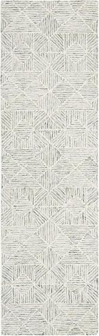 سجادة Safavieh Abstract Collection - 2'3" x 16'، أخضر وعاجي، صوف مصنوع يدويًا، مثالية للمناطق ذات حركة المرور العالية في غرفة المعيشة وغرفة النوم (ABT763Y) in Saudi Arabia