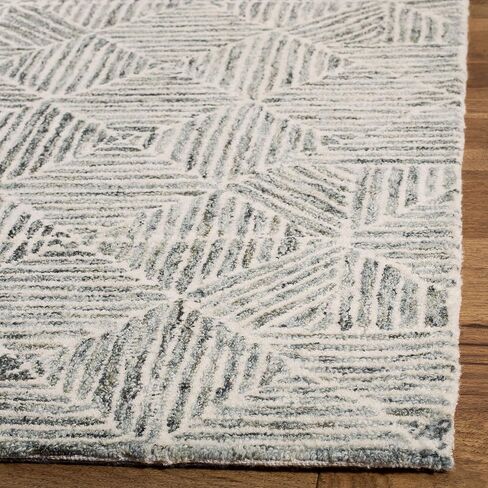 سجادة Safavieh Abstract Collection - 2'3" x 16'، أخضر وعاجي، صوف مصنوع يدويًا، مثالية للمناطق ذات حركة المرور العالية في غرفة المعيشة وغرفة النوم (ABT763Y) in Saudi Arabia