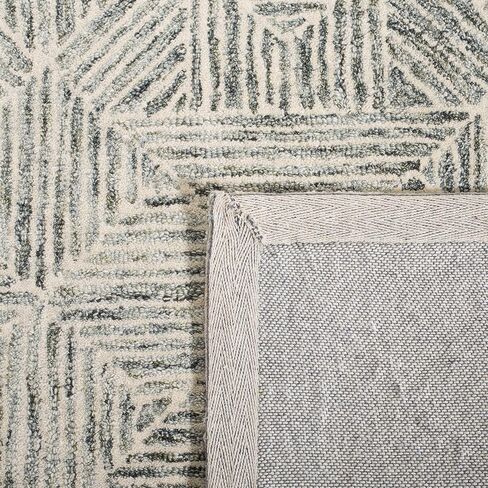 سجادة Safavieh Abstract Collection - 2'3" x 16'، أخضر وعاجي، صوف مصنوع يدويًا، مثالية للمناطق ذات حركة المرور العالية في غرفة المعيشة وغرفة النوم (ABT763Y) in Saudi Arabia