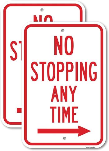 (2 Pack) No Stopping Or Standing - No Parking Stopping Stan | 12" X 18" Heavy-Gauge Aluminum Sign | Rust Free Aluminum, Weather Resistant, Waterproof, Fade Resistant, 2 Pre-drilled Holes in Saudi Arabia
