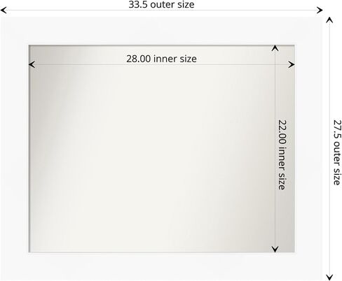 Amanti Art Bathroom Mirror, Cabinet White Wall Mirror for use as Bathroom Vanity Mirror Over Sink (27.5 x 33.5 in.) Non-Beveled Mirror, White Mirror, Modern Mirror from WI, USA in Saudi Arabia