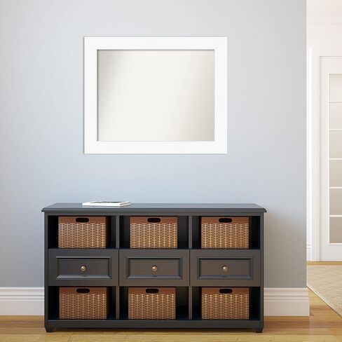 Amanti Art Bathroom Mirror, Cabinet White Wall Mirror for use as Bathroom Vanity Mirror Over Sink (27.5 x 33.5 in.) Non-Beveled Mirror, White Mirror, Modern Mirror from WI, USA in Saudi Arabia