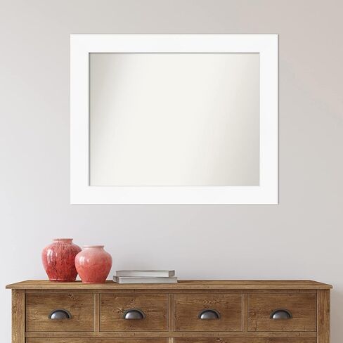 Amanti Art Bathroom Mirror, Cabinet White Wall Mirror for use as Bathroom Vanity Mirror Over Sink (27.5 x 33.5 in.) Non-Beveled Mirror, White Mirror, Modern Mirror from WI, USA in Saudi Arabia