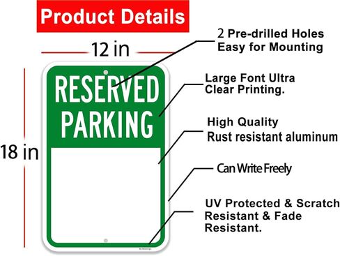 (عبوتان) لافتة وقوف السيارات للمستأجر فقط، لافتة وقوف السيارات المحجوزة، لافتة ألومنيوم معدنية مقاس 18 × 12 بوصة، مقاومة للماء، ومقاومة للبهتان، ومقاومة للانحناء in Kuwait