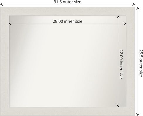 Amanti Art Bathroom Mirror, Cabinet White Wall Mirror for use as Bathroom Vanity Mirror Over Sink (27.5 x 33.5 in.) Non-Beveled Mirror, White Mirror, Modern Mirror from WI, USA in Saudi Arabia