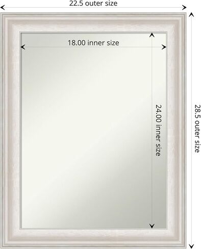 Amanti Art Bathroom Mirror, Cabinet White Wall Mirror for use as Bathroom Vanity Mirror Over Sink (27.5 x 33.5 in.) Non-Beveled Mirror, White Mirror, Modern Mirror from WI, USA in Kuwait