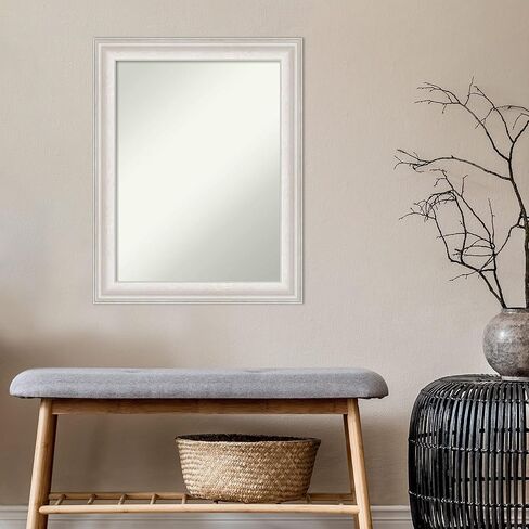 Amanti Art Bathroom Mirror, Cabinet White Wall Mirror for use as Bathroom Vanity Mirror Over Sink (27.5 x 33.5 in.) Non-Beveled Mirror, White Mirror, Modern Mirror from WI, USA in Kuwait