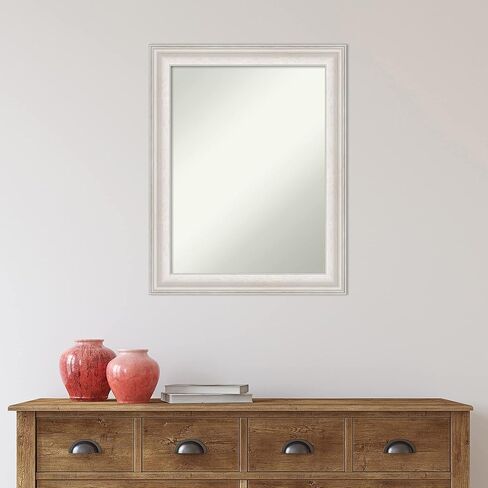 Amanti Art Bathroom Mirror, Cabinet White Wall Mirror for use as Bathroom Vanity Mirror Over Sink (27.5 x 33.5 in.) Non-Beveled Mirror, White Mirror, Modern Mirror from WI, USA in Kuwait
