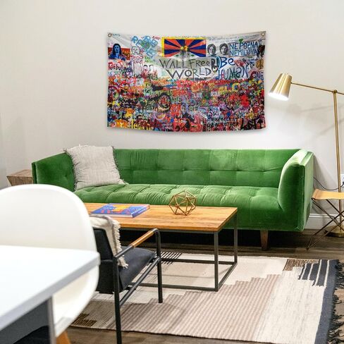 EdWaL Art Graffiti Style Lennon Wall Tapestry 3X5 أقدام فن الديكور نسيج مناسب لتزيين المنزل وغرفة النوم وغرفة المعيشة في الهواء الطلق، أحمر in Saudi Arabia