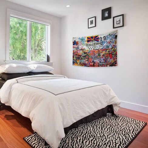 EdWaL Art Graffiti Style Lennon Wall Tapestry 3X5 أقدام فن الديكور نسيج مناسب لتزيين المنزل وغرفة النوم وغرفة المعيشة في الهواء الطلق، أحمر in Saudi Arabia