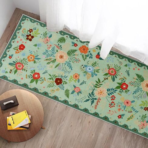 MABOZOO Floral Long Runner Rug, 2'6''x8' Colorful Vintage Hallway Runner Rug with Rubber Backing, Washable Entryway Rug Boho Rug for Hallways, Kitchen, Laundry, Bedroom, Bathroom(Green) in Saudi Arabia
