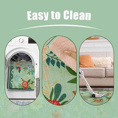 MABOZOO Floral Long Runner Rug, 2'6''x8' Colorful Vintage Hallway Runner Rug with Rubber Backing, Washable Entryway Rug Boho Rug for Hallways, Kitchen, Laundry, Bedroom, Bathroom(Green) in Saudi Arabia