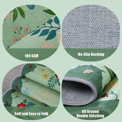 MABOZOO Floral Long Runner Rug, 2'6''x8' Colorful Vintage Hallway Runner Rug with Rubber Backing, Washable Entryway Rug Boho Rug for Hallways, Kitchen, Laundry, Bedroom, Bathroom(Green) in Saudi Arabia