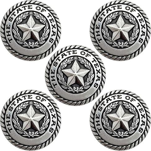 The State of Texas Antiaue Star Conchos Western Antqiue Engraved Star Conchos 1" Pack of 10 in Saudi Arabia