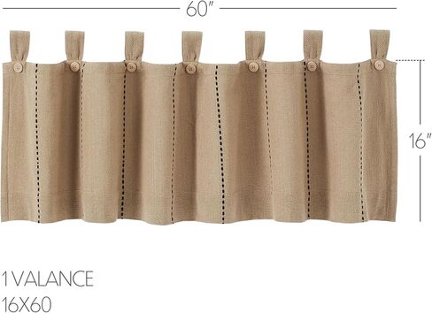 VHC Brands Stitched Burlap Curtain Valance, Natural, 16x60 in Saudi Arabia