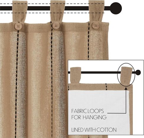 VHC Brands Stitched Burlap Curtain Valance, Natural, 16x60 in Saudi Arabia