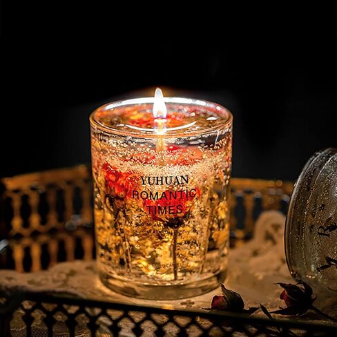 شموع معطرة بالزهور المجففة من جيلي، شموع الصويا الوردية الحقيقية للمنزل المعطرة، هدايا الشموع للنساء، ديكور المنزل، هدايا حفلات الزفاف، هدايا إشبينة العروس، هدية عيد الميلاد in Saudi Arabia