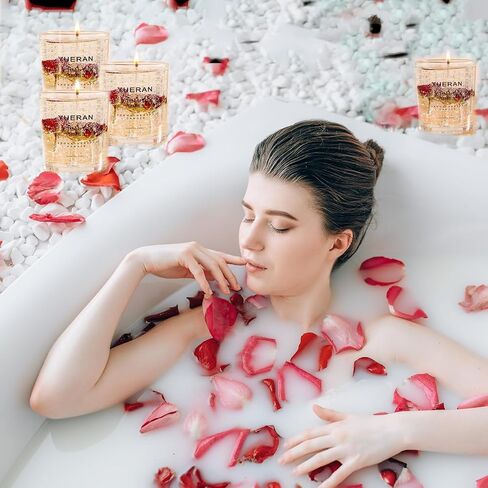 شموع معطرة بالزهور المجففة من جيلي، شموع الصويا الوردية الحقيقية للمنزل المعطرة، هدايا الشموع للنساء، ديكور المنزل، هدايا حفلات الزفاف، هدايا إشبينة العروس، هدية عيد الميلاد in Saudi Arabia