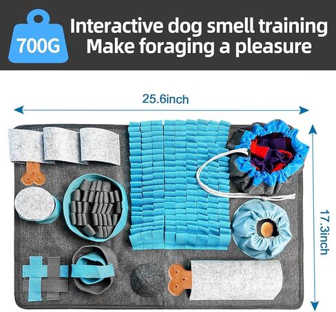 HILIVESVALUE الحيوانات الأليفة بساط الشم للكلاب، لعبة اللغز حفر حصيرة لدغة مقاومة التغذية التدريب مكان الحصير، مع 10 عناصر و 4 مستويات صعوبة لعبة تفاعلية للملل والتحفيز العقلي in Kuwait