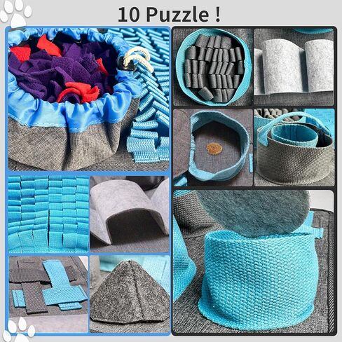 HILIVESVALUE الحيوانات الأليفة بساط الشم للكلاب، لعبة اللغز حفر حصيرة لدغة مقاومة التغذية التدريب مكان الحصير، مع 10 عناصر و 4 مستويات صعوبة لعبة تفاعلية للملل والتحفيز العقلي in Kuwait