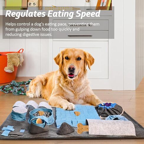 HILIVESVALUE الحيوانات الأليفة بساط الشم للكلاب، لعبة اللغز حفر حصيرة لدغة مقاومة التغذية التدريب مكان الحصير، مع 10 عناصر و 4 مستويات صعوبة لعبة تفاعلية للملل والتحفيز العقلي in Kuwait
