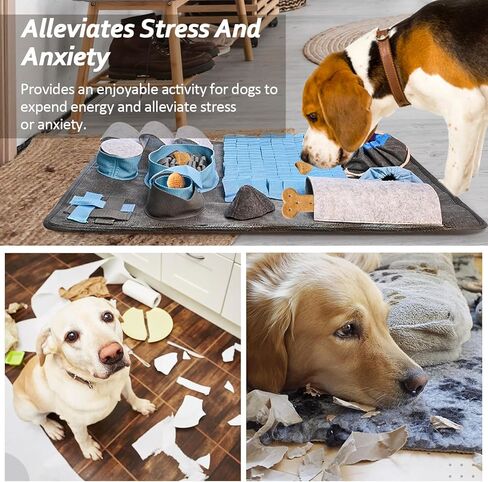 HILIVESVALUE الحيوانات الأليفة بساط الشم للكلاب، لعبة اللغز حفر حصيرة لدغة مقاومة التغذية التدريب مكان الحصير، مع 10 عناصر و 4 مستويات صعوبة لعبة تفاعلية للملل والتحفيز العقلي in Kuwait