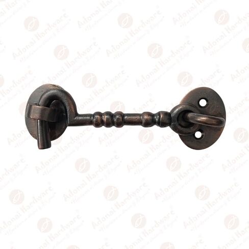 Adonai Hardware "Shemer Antique Cast Iron Cabin Hook and Eye Safety Window Latch (Oil Rubbed Bronze, 4" x 2pack) for Barn Wooden Doors, Gates, Cabinets, Sheds, Fences, Security, DIY Easy Installation in Saudi Arabia