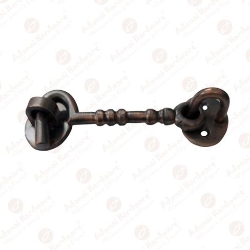Adonai Hardware "Shemer Antique Cast Iron Cabin Hook and Eye Safety Window Latch (Oil Rubbed Bronze, 4" x 2pack) for Barn Wooden Doors, Gates, Cabinets, Sheds, Fences, Security, DIY Easy Installation in Saudi Arabia